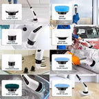 Perie Electrica Rotativa 9 in 1, 9 capete incluse, 2 viteze, pentru curatare pete dificile, maner reglabil si detasabil, autonomie ridicata, indicator LED